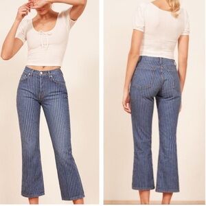 Reformation Mesa Stripe mid crop flare jeans